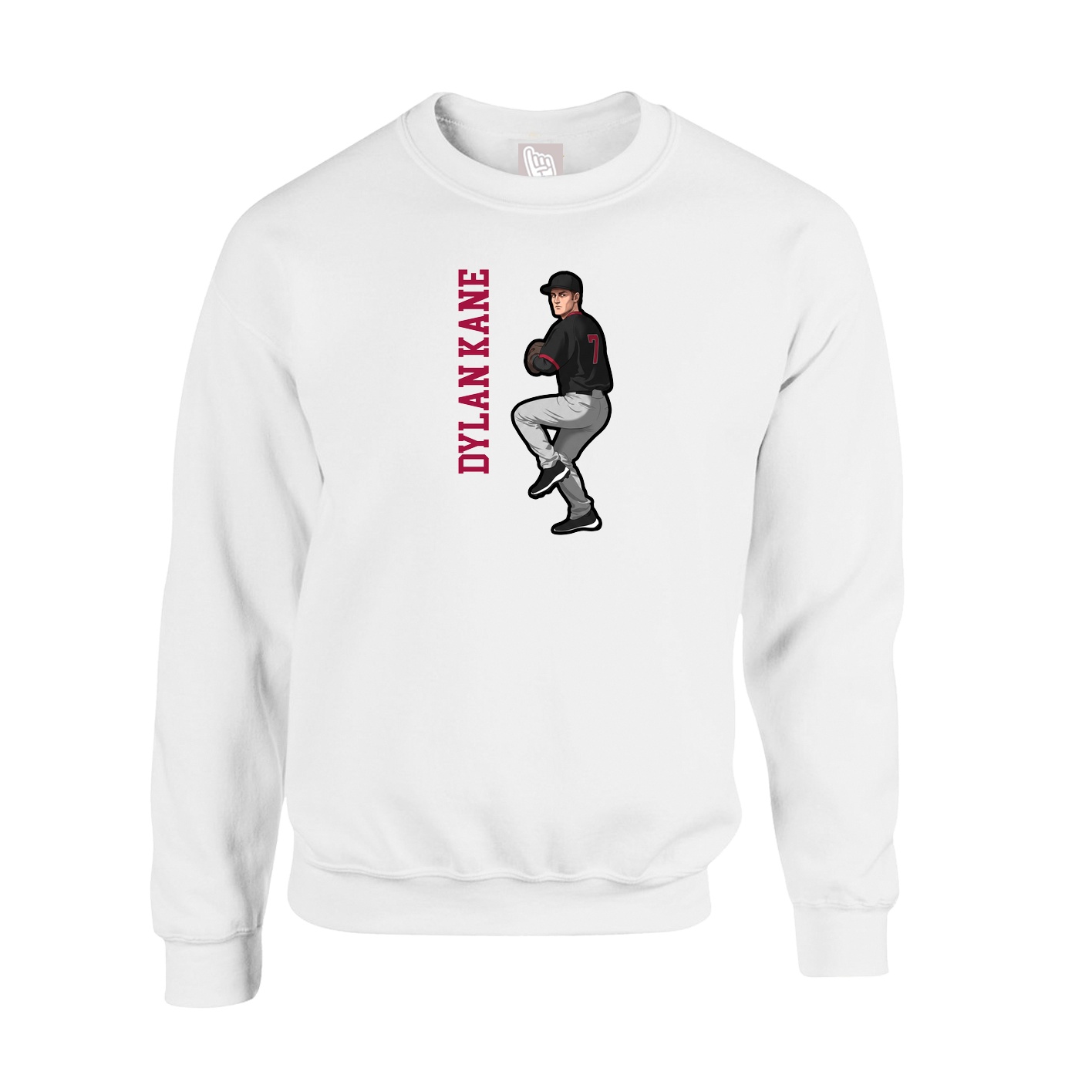 Fleece Crew — Name Vertical in White
