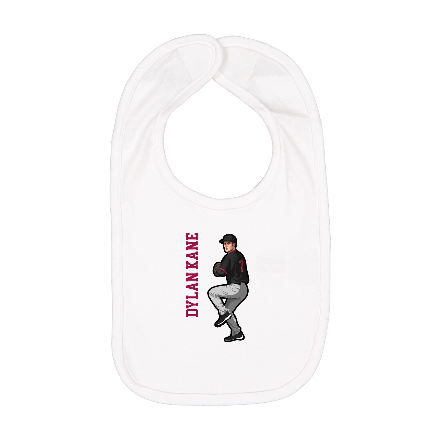 Infant Bib — Name Vertical in White