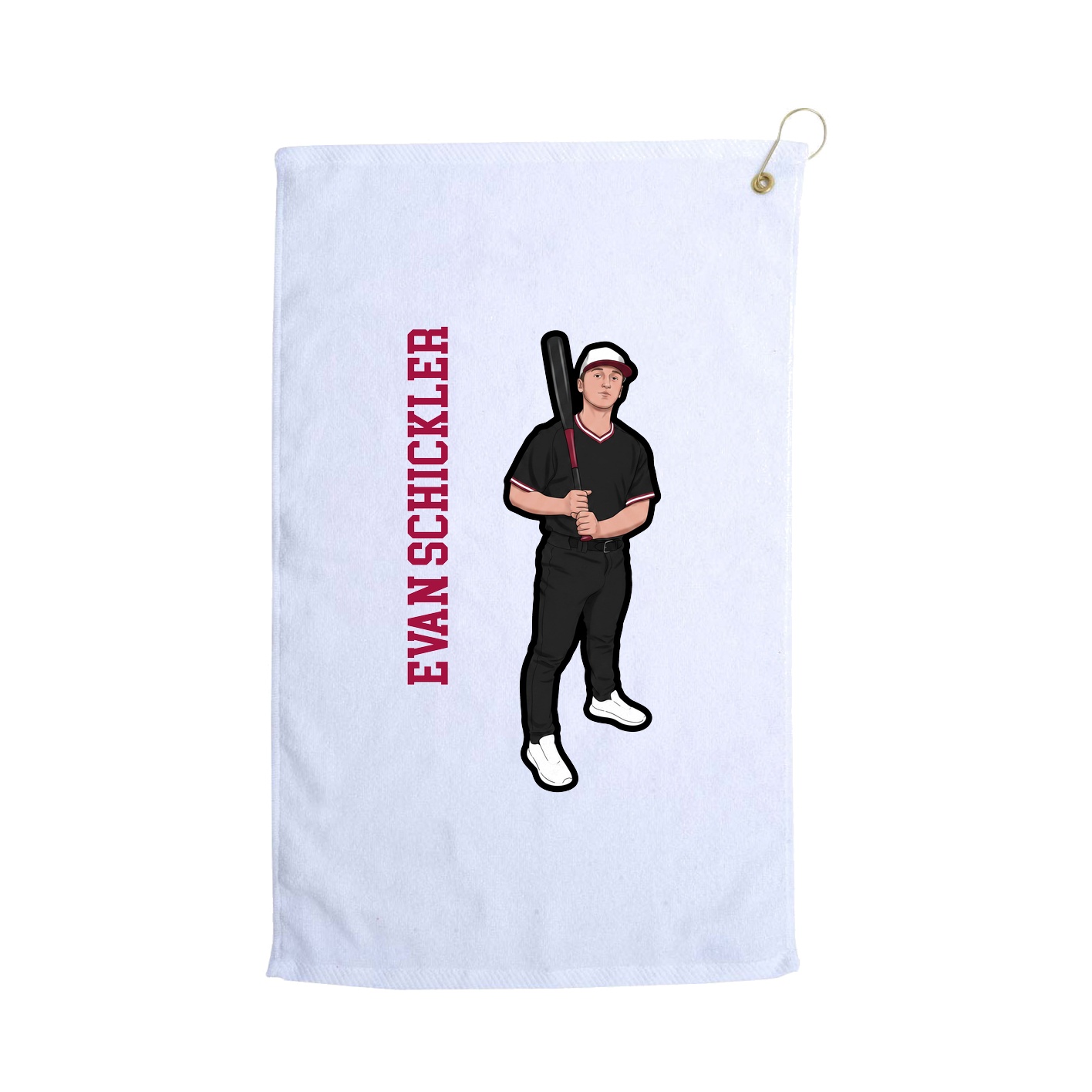 Golf Towel — Name Vertical in White