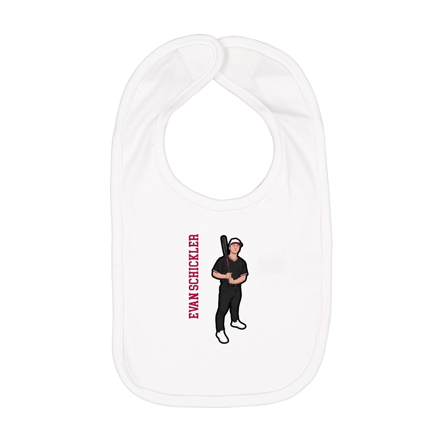 Infant Bib — Name Vertical in White
