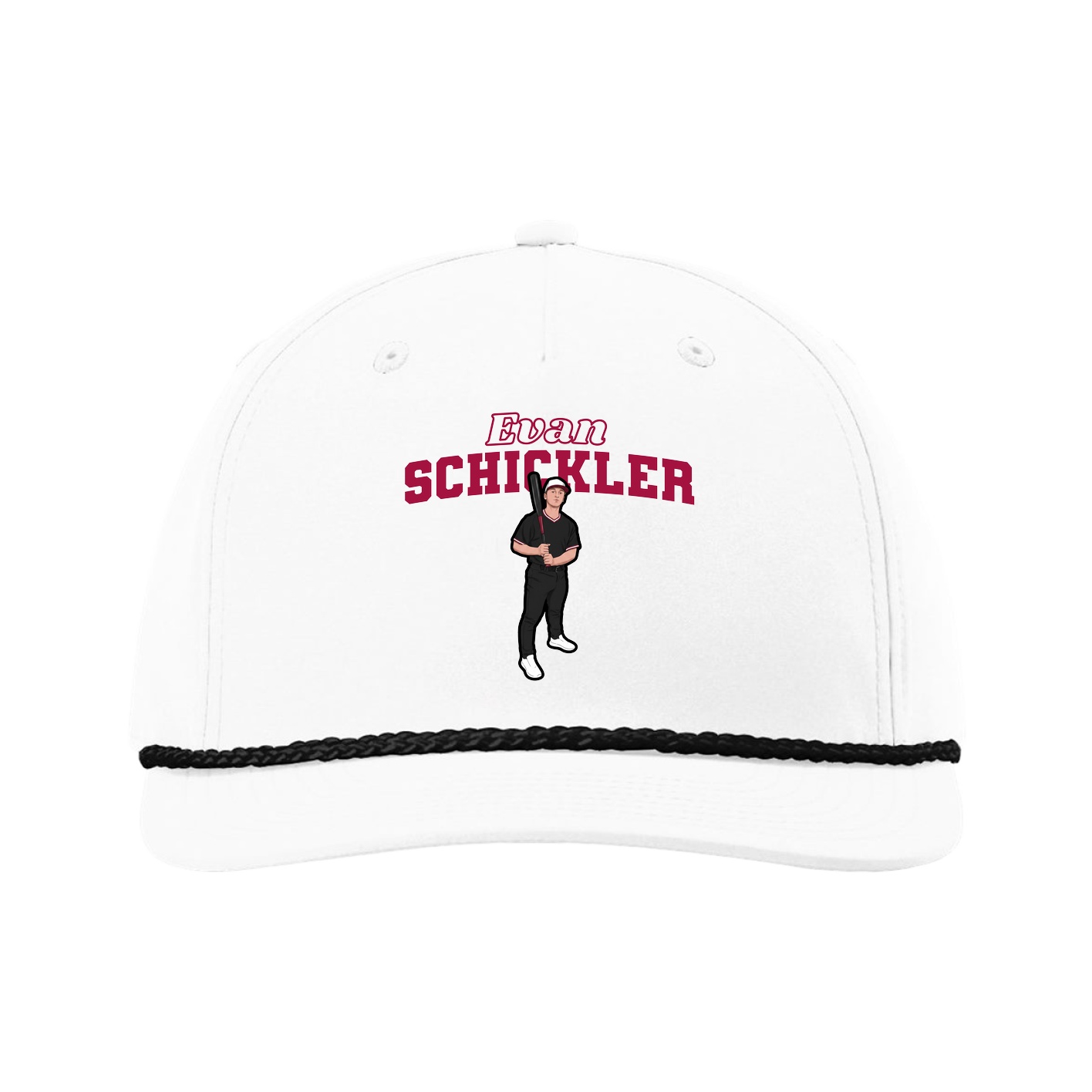 Five-Panel Classic Rope Cap — Name Arch in White