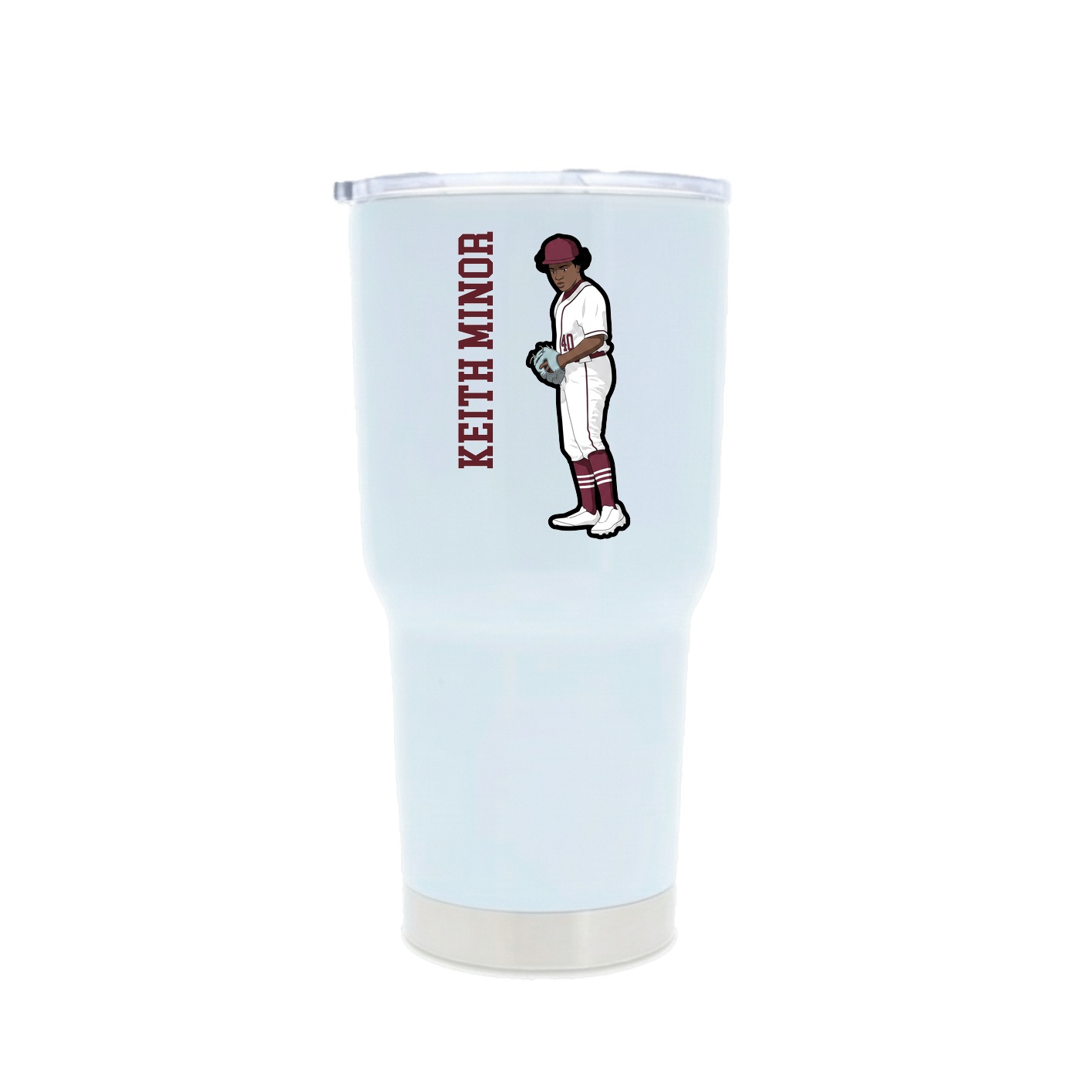 30oz Stainless Steel Tumbler — Name Vertical in White