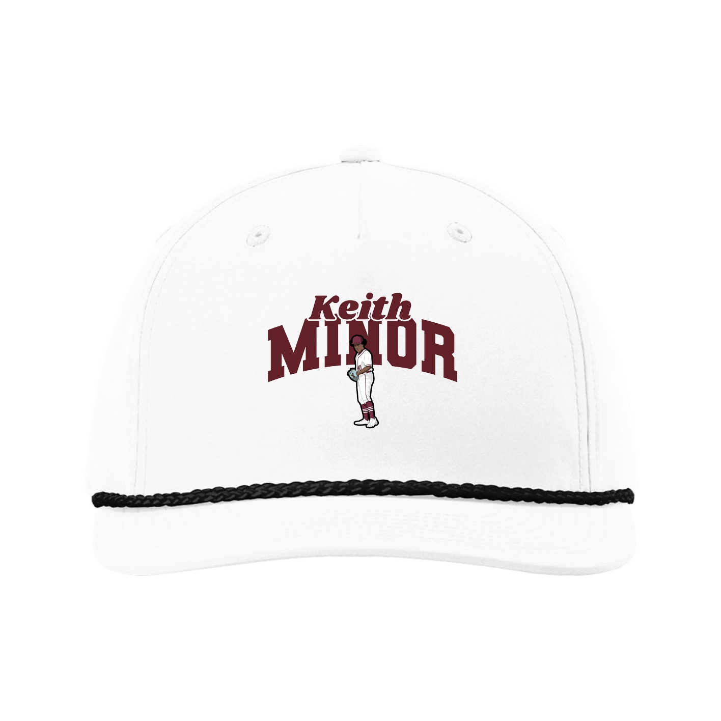 Five-Panel Classic Rope Cap — Signature Arch in White