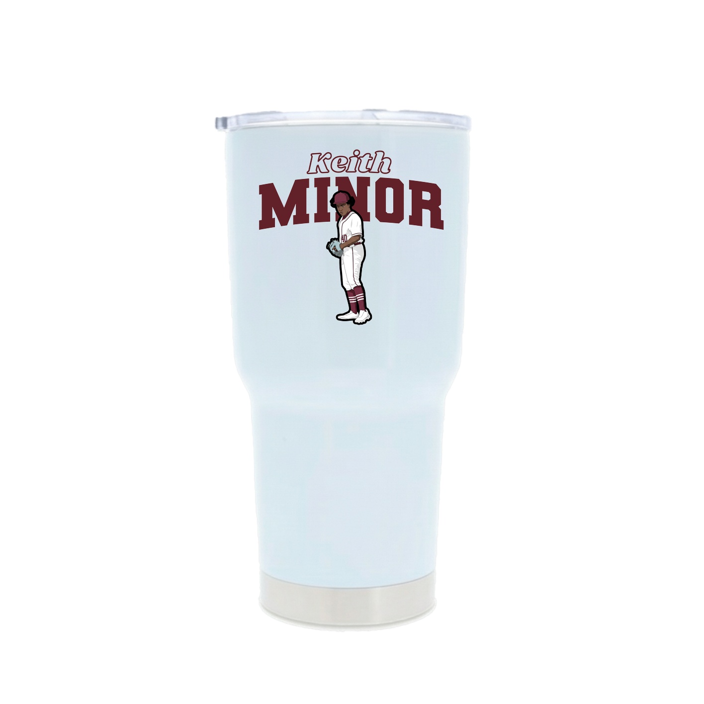 30oz Stainless Steel Tumbler — Name Arch in White