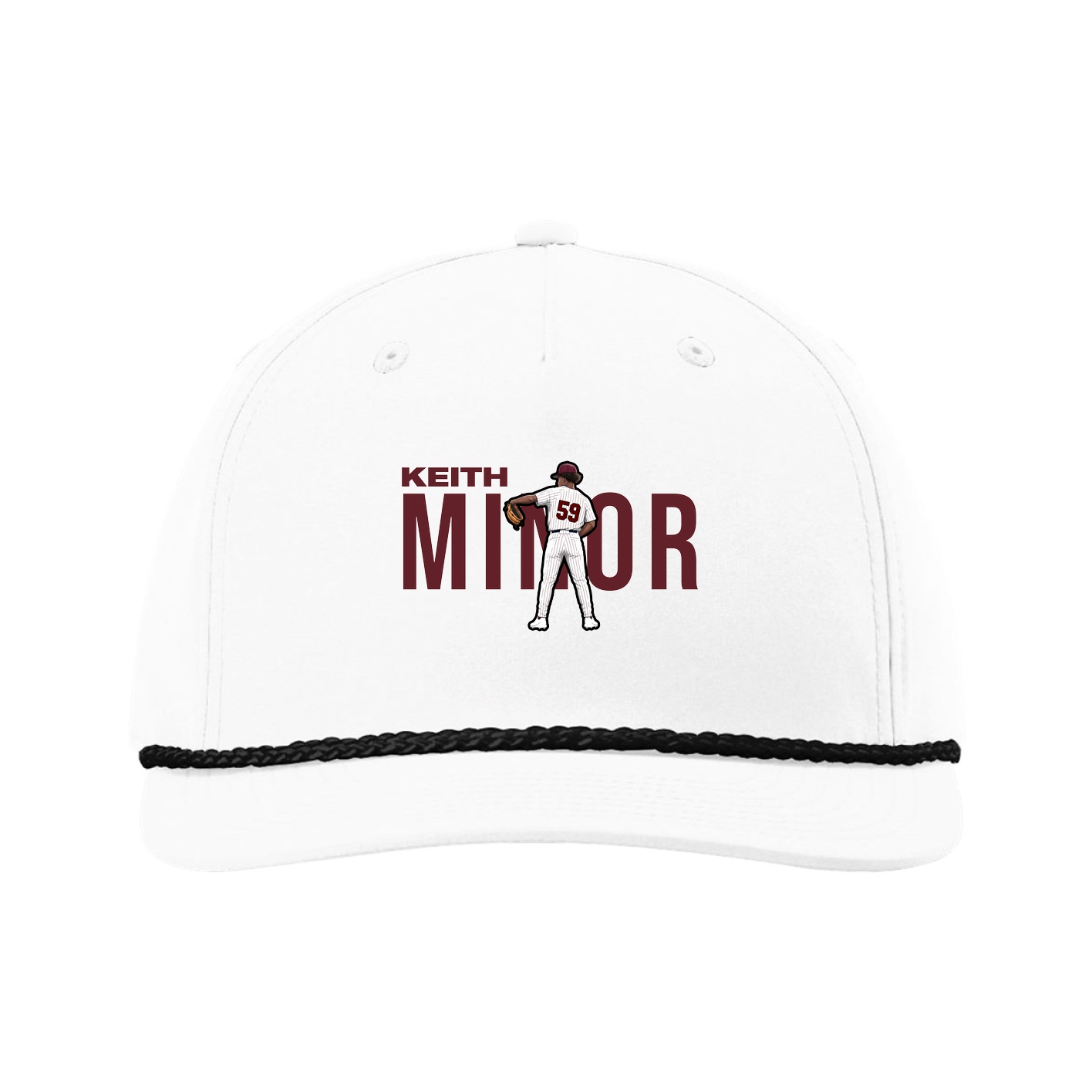 Five-Panel Classic Rope Cap — Player Name in White