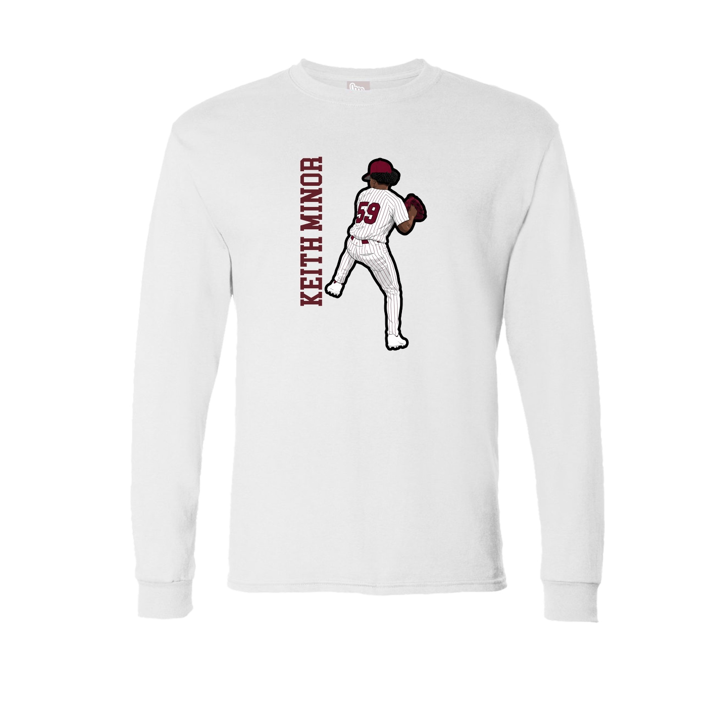 Long Sleeve Tee — Name Vertical in White
