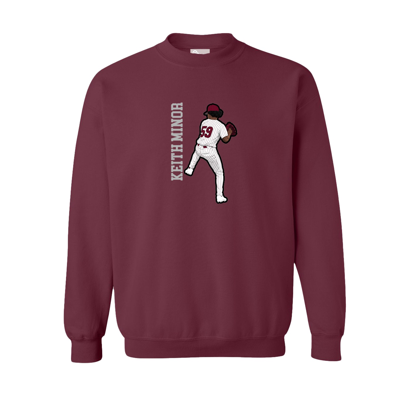 Fleece Crew — Name Vertical in Maroon