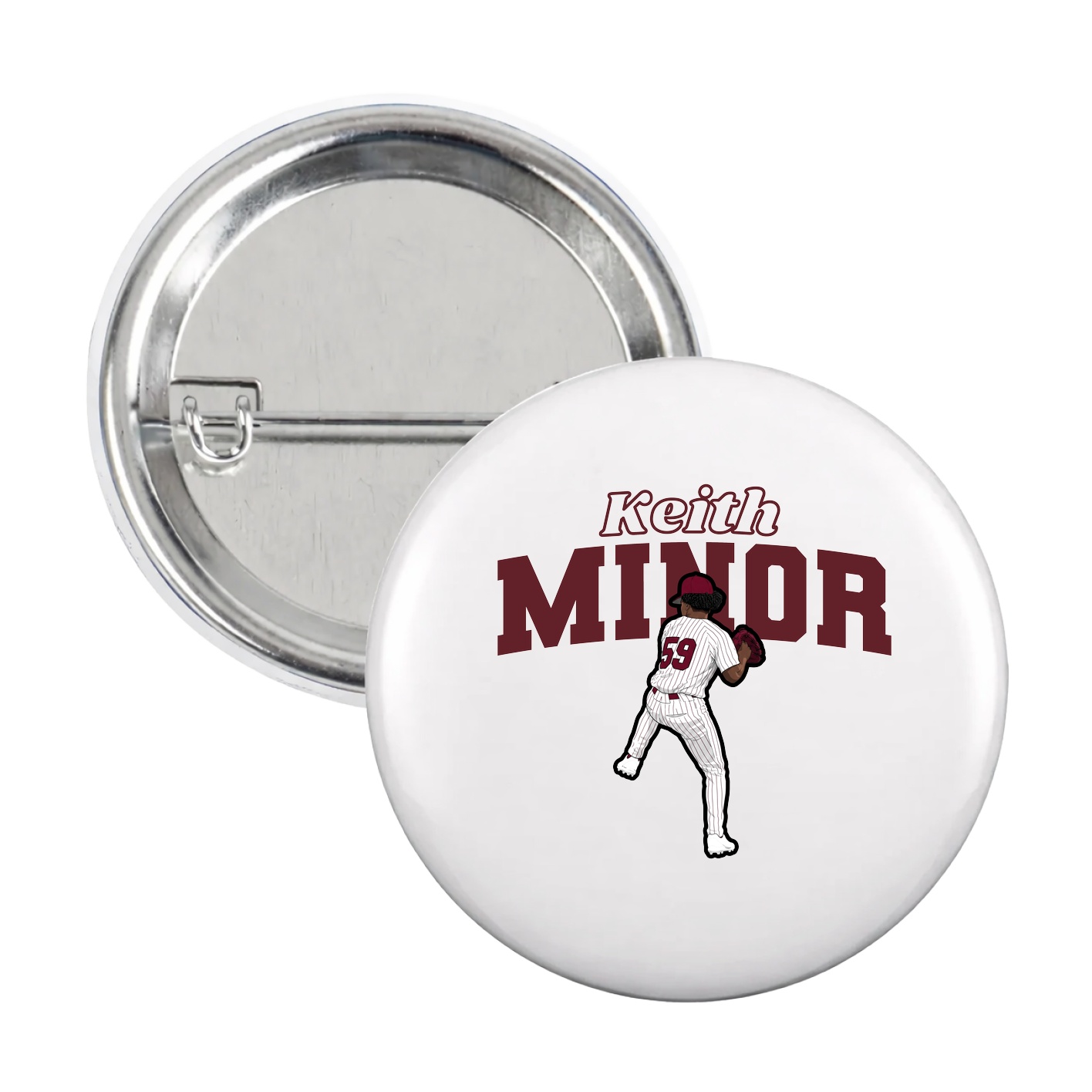 Game Day Button — Name Arch in White