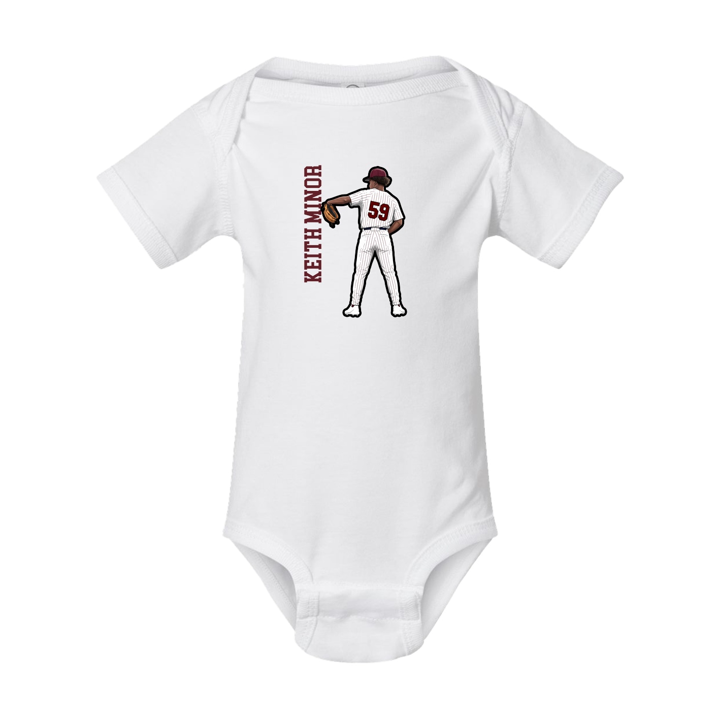 Baby Onesie — Name Vertical in White