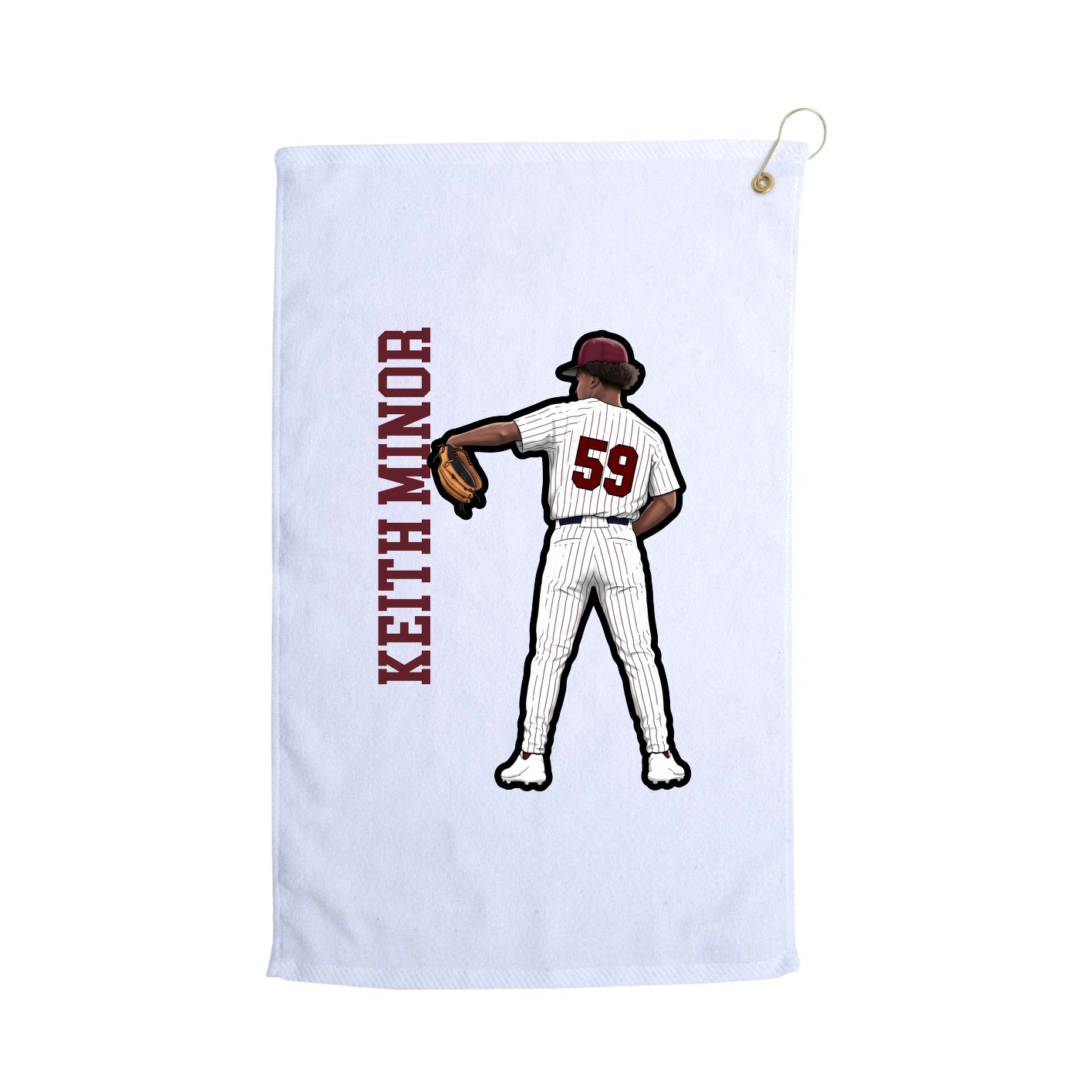 Golf Towel — Name Vertical in White