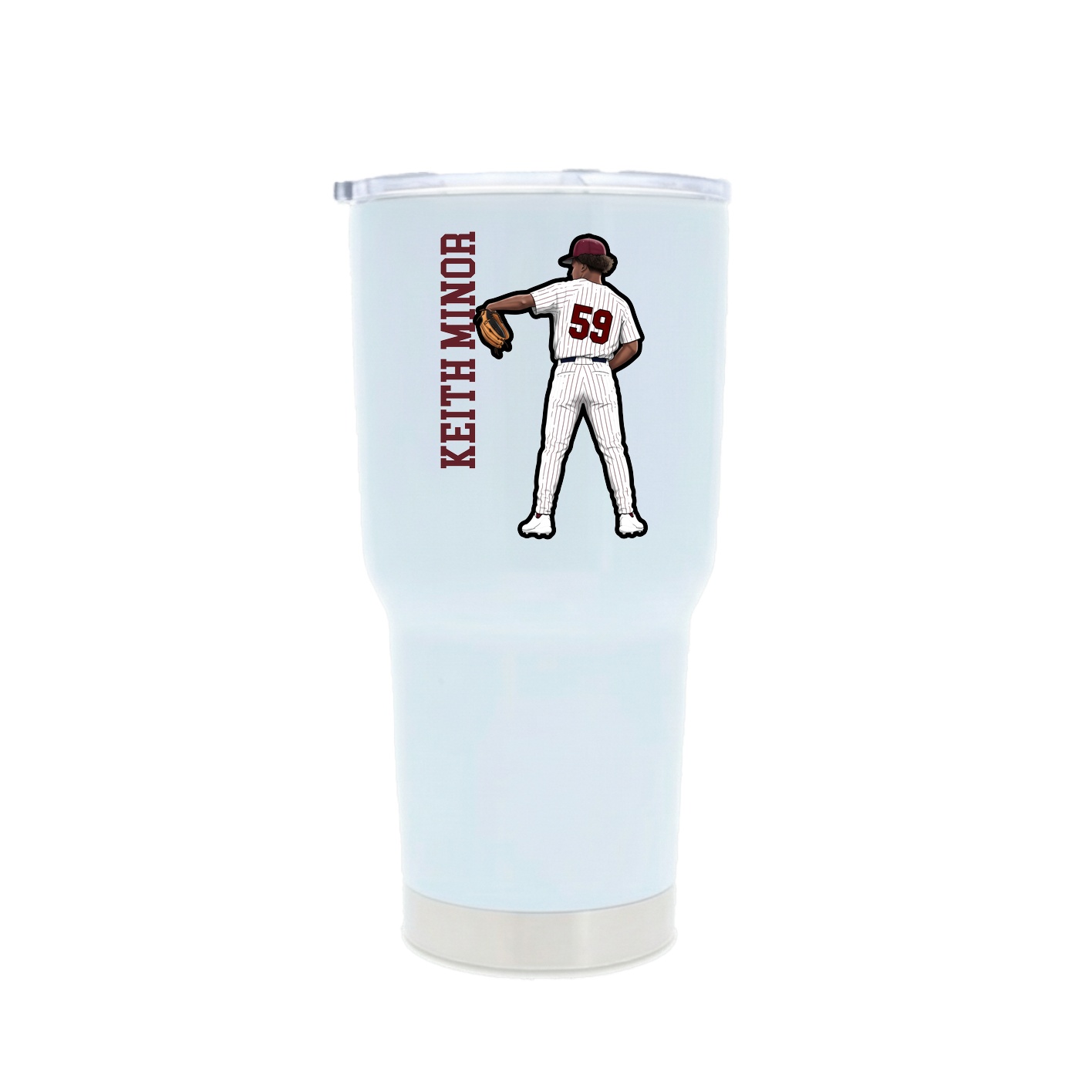 30oz Stainless Steel Tumbler — Name Vertical in White