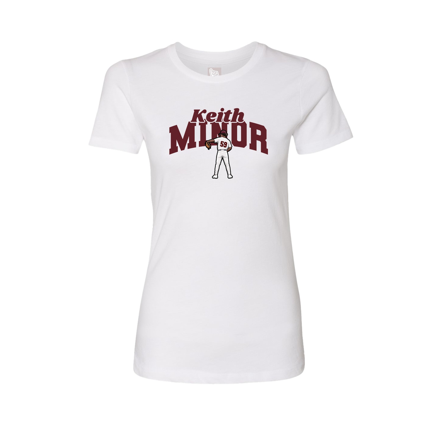 Fitted Women's Tee — Signature Arch in White