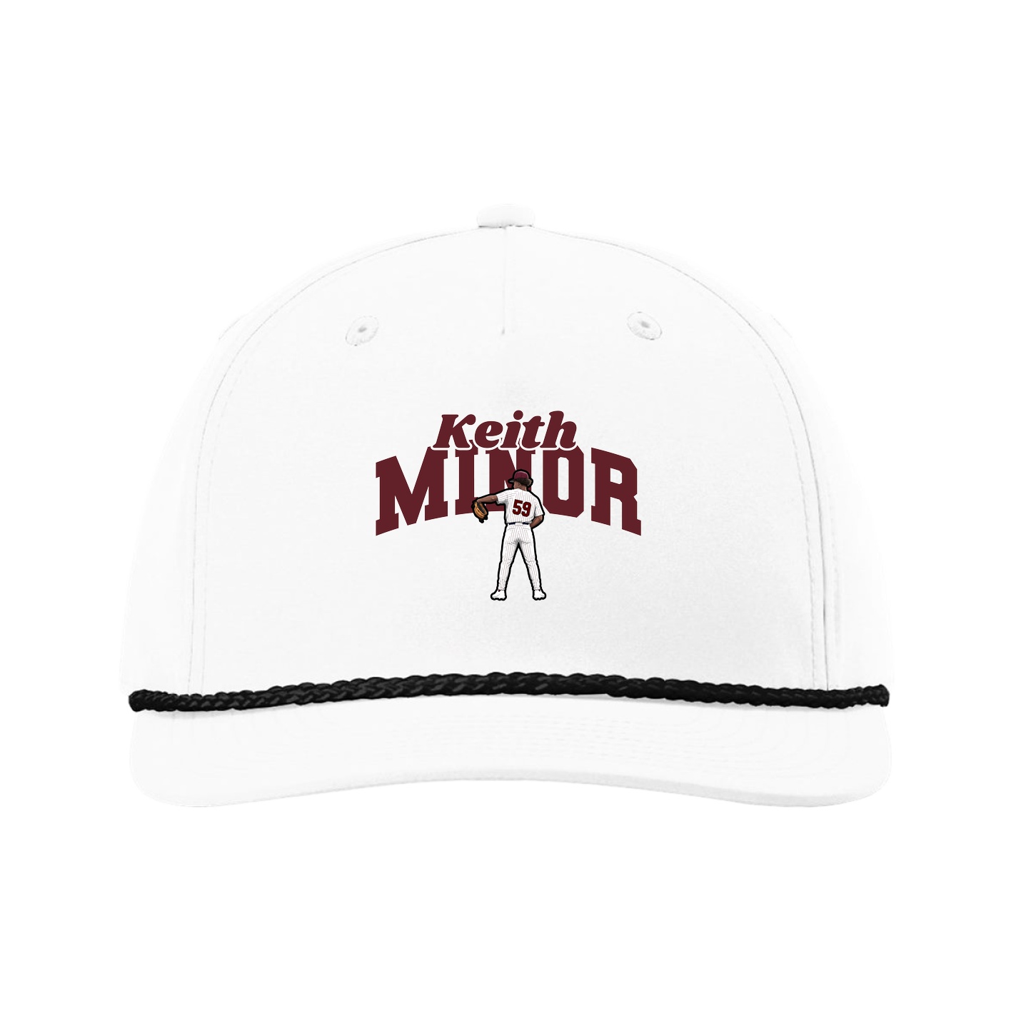 Five-Panel Classic Rope Cap — Signature Arch in White