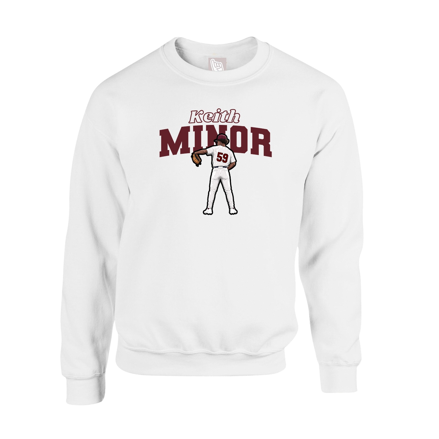 Fleece Crew — Name Arch in White