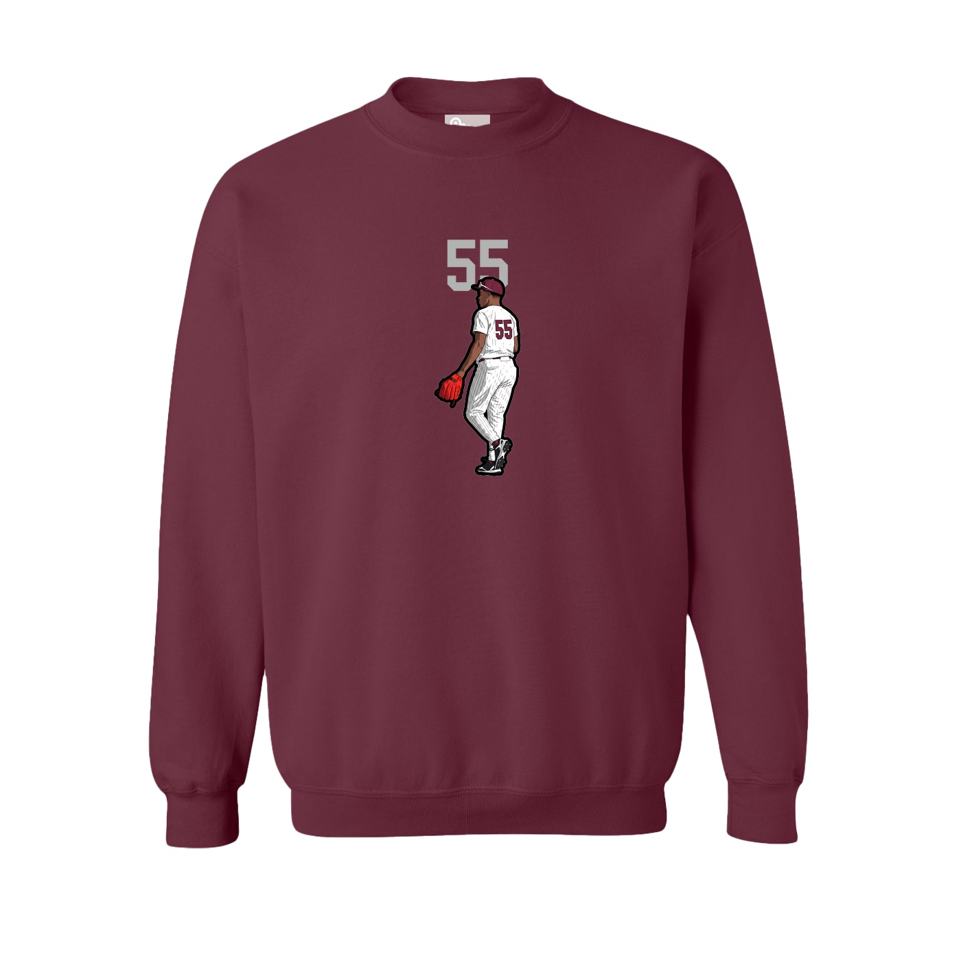 Fleece Crew — Number Top in Maroon