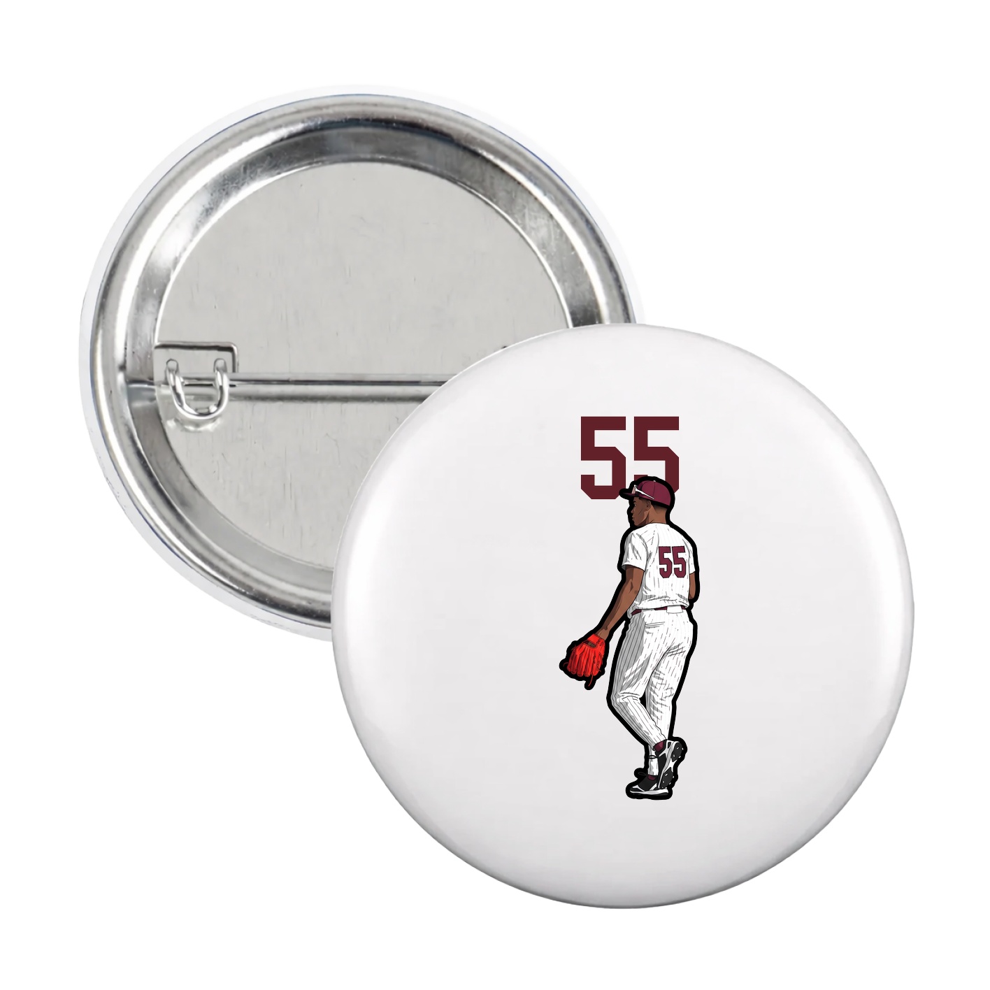 Game Day Button — Number Top in White