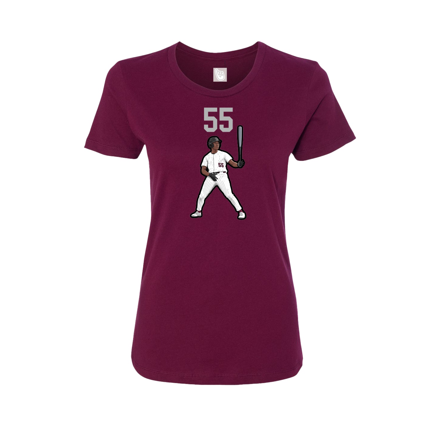 Fitted Women's Tee — Number Top in Maroon