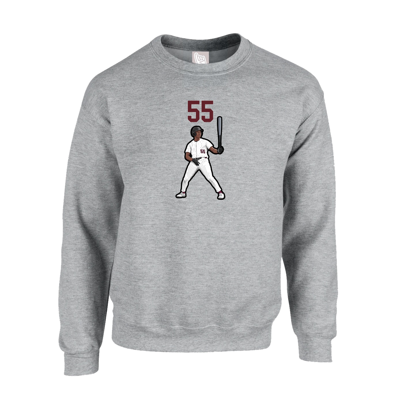 Fleece Crew — Number Top in Grey