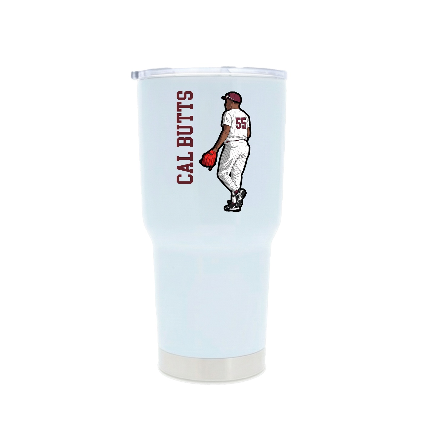 30oz Stainless Steel Tumbler — Name Vertical in White