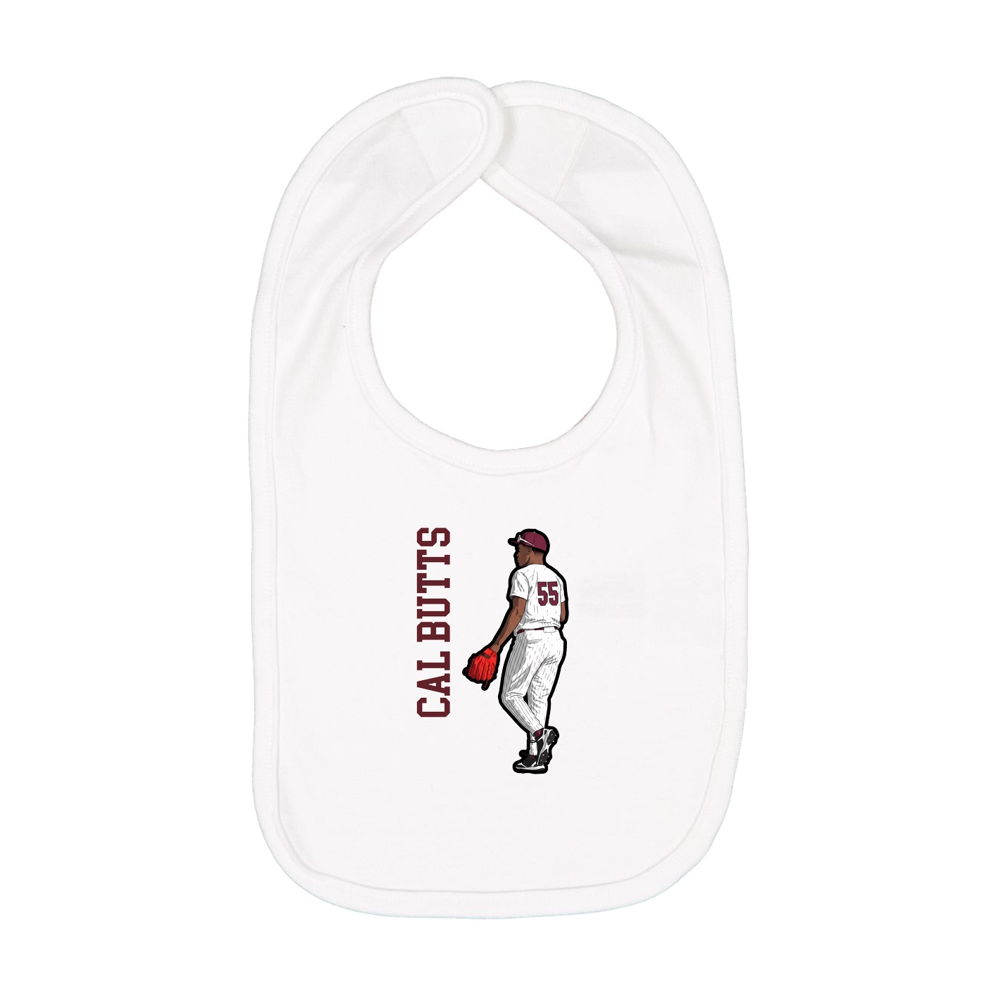 Infant Bib — Name Vertical in White