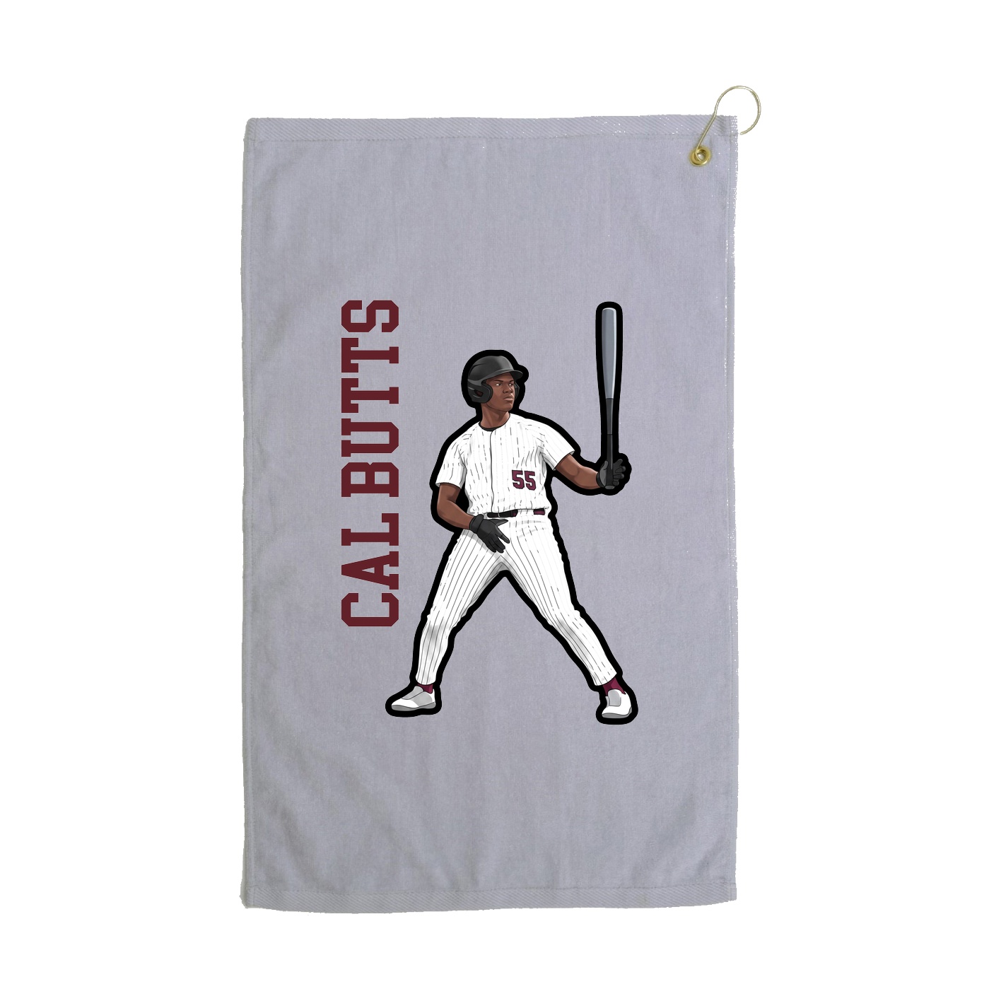 Golf Towel — Name Vertical in Grey