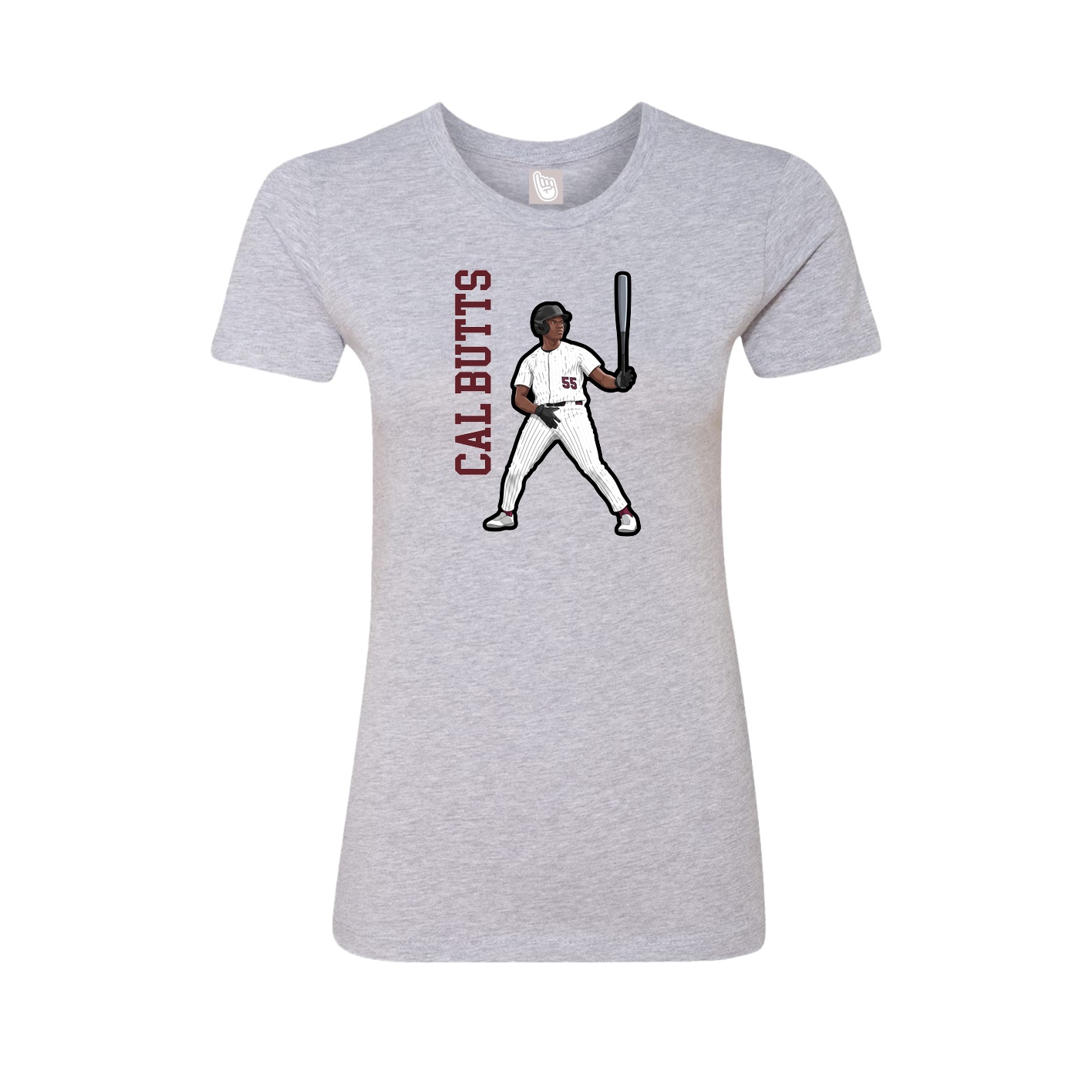 Fitted Women's Tee — Name Vertical in Grey