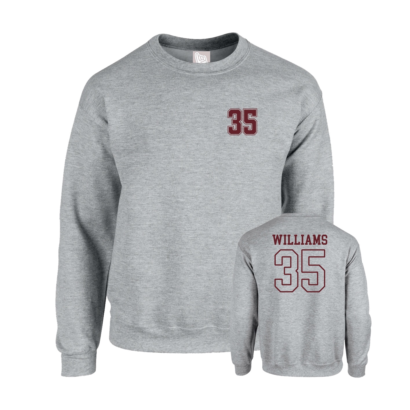 Fleece Crew — Chest Back in Grey