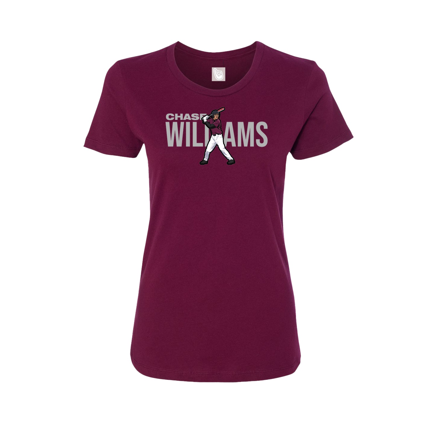 Fitted Women's Tee — Player Name in Maroon