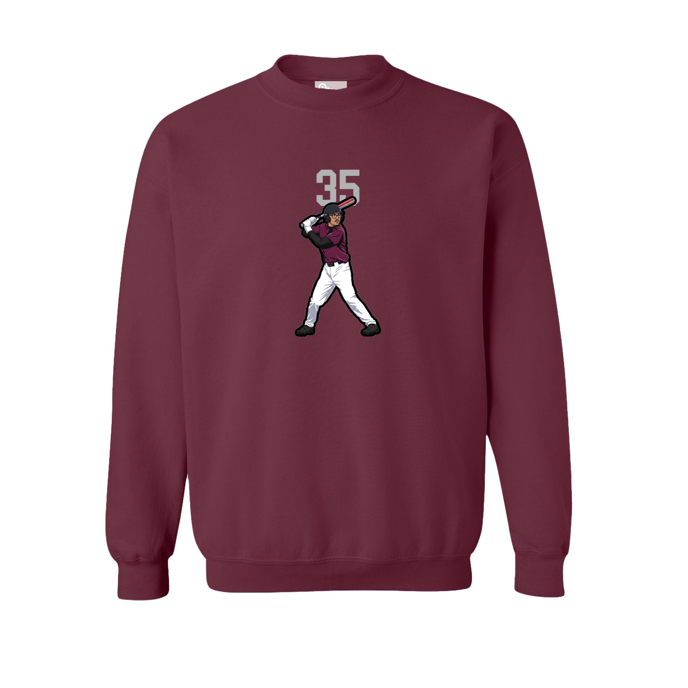 Fleece Crew — Number Top in Maroon