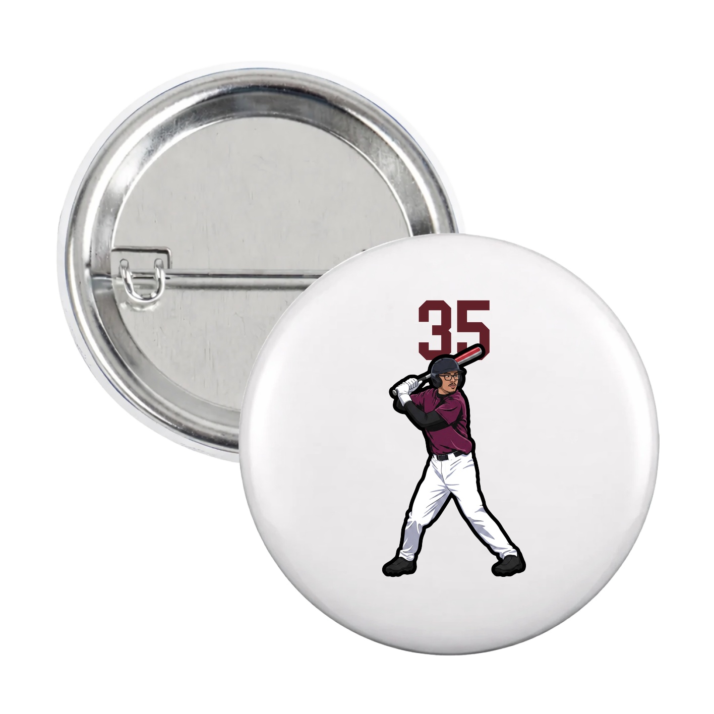 Game Day Button — Number Top in White