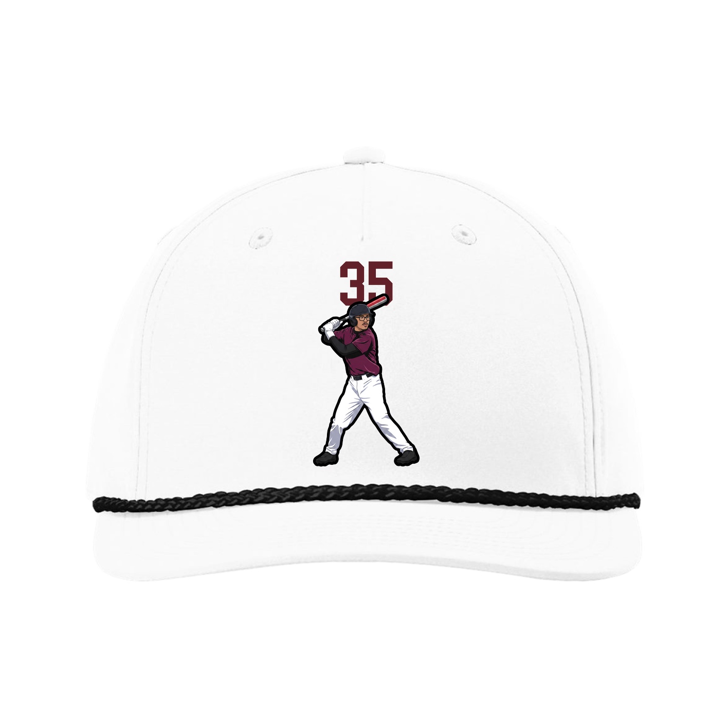 Five-Panel Classic Rope Cap — Number Top in White