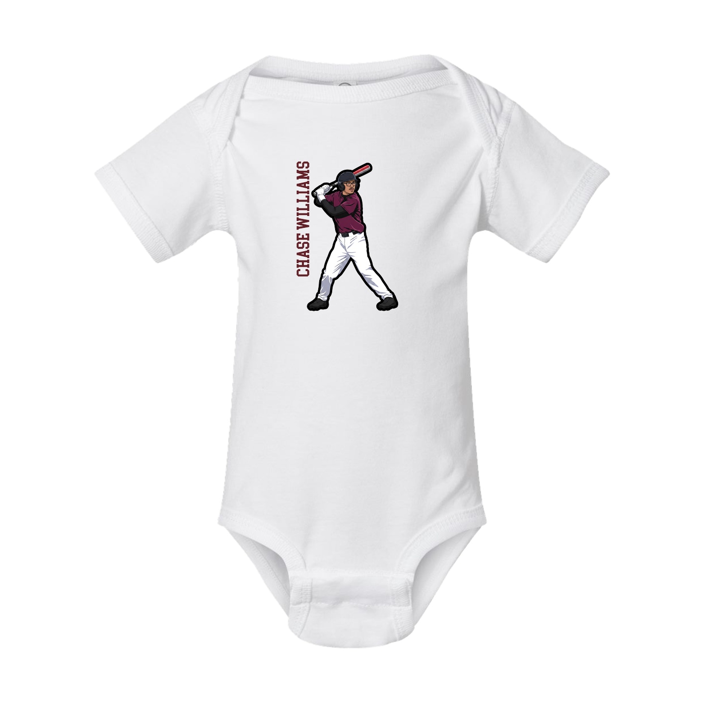 Baby Onesie — Name Vertical in White