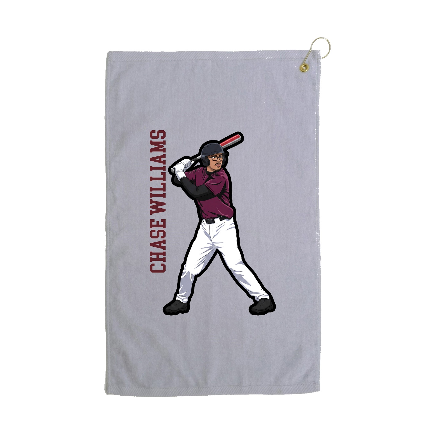 Golf Towel — Name Vertical in Grey