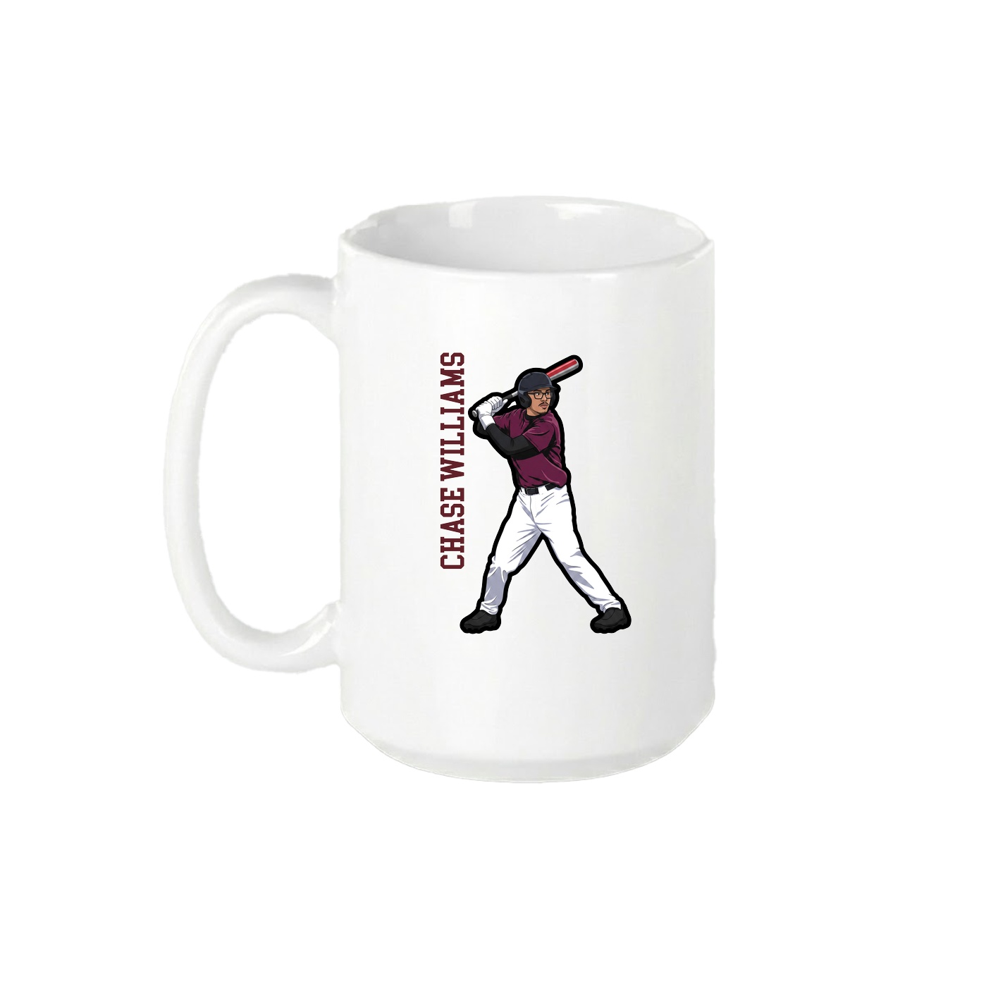 15oz Coffee Mug — Name Vertical in White