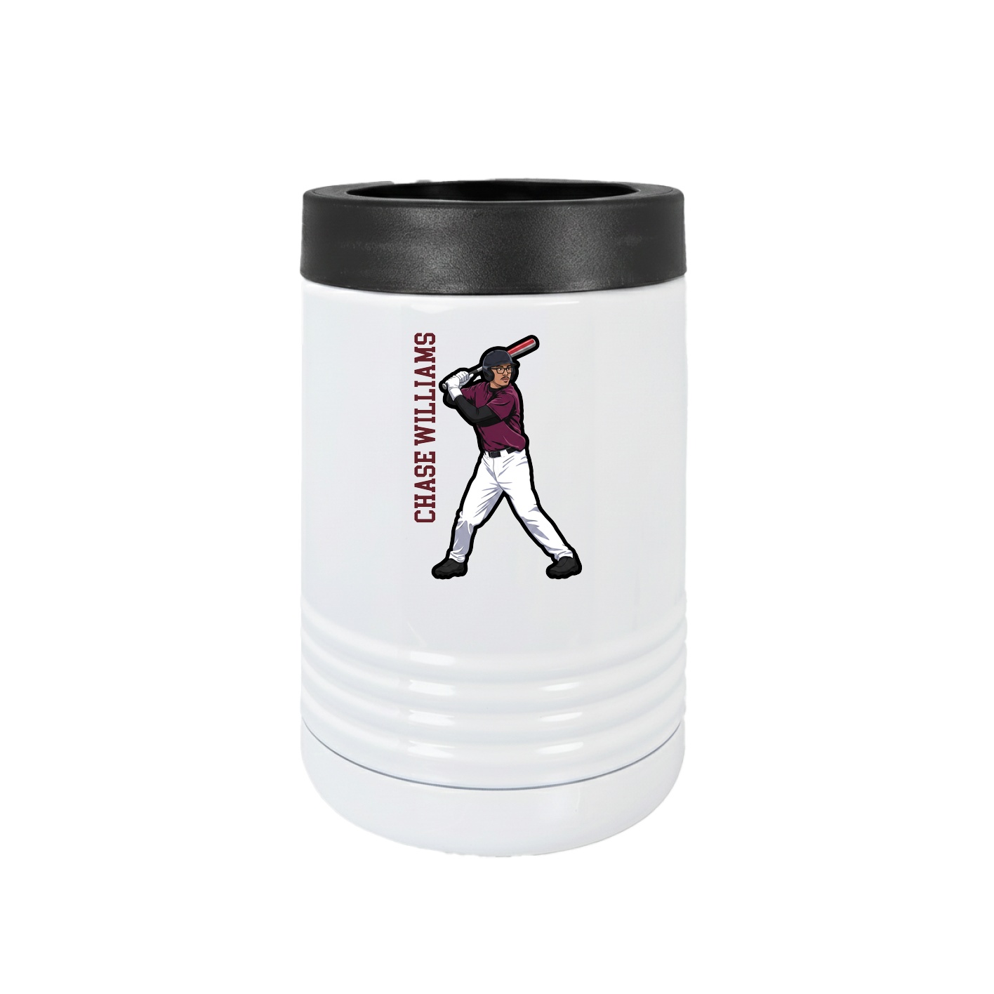 Beverage Holder — Name Vertical in White