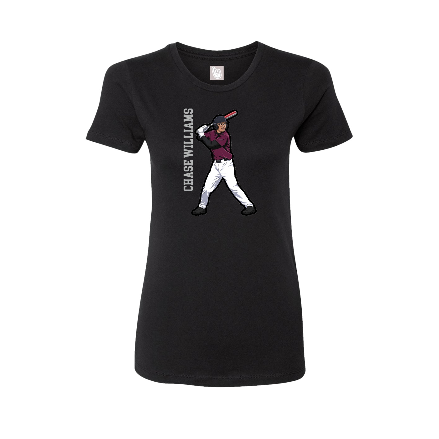 Fitted Women's Tee — Name Vertical in Black