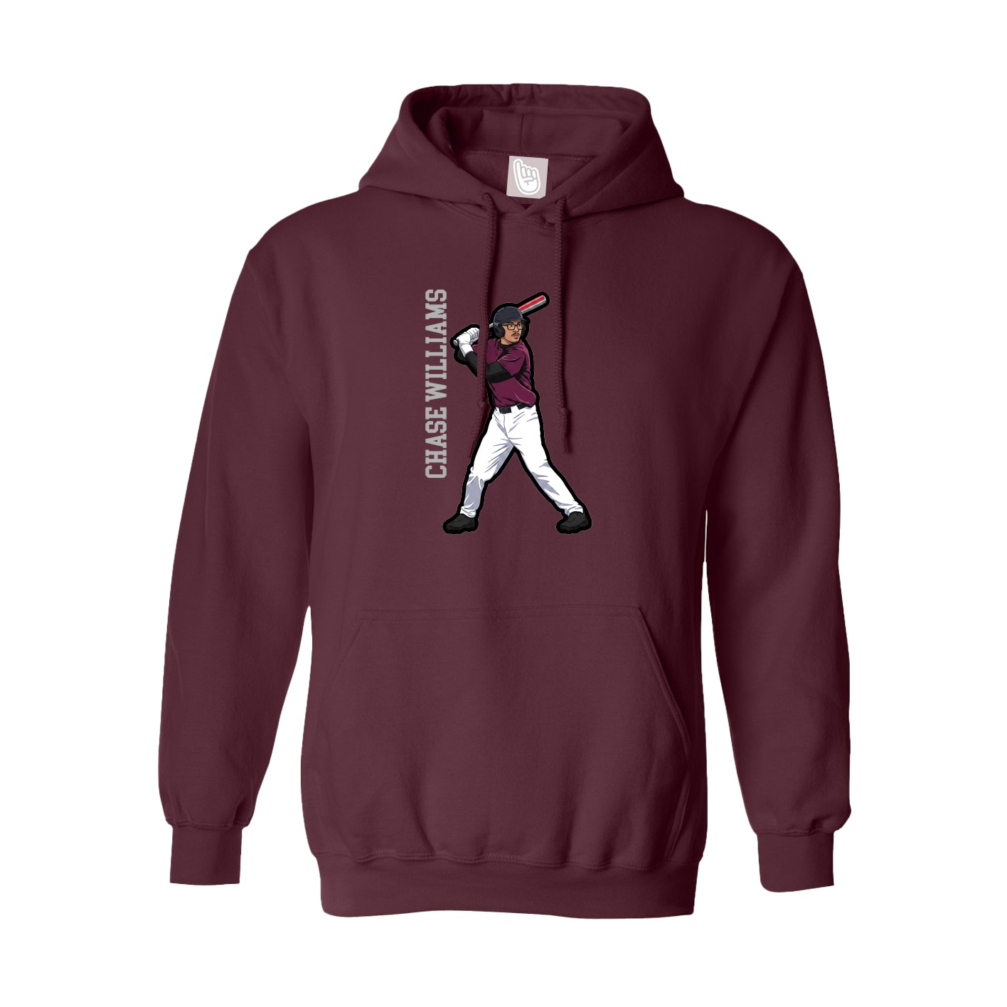 Youth Hoodie — Name Vertical in Maroon