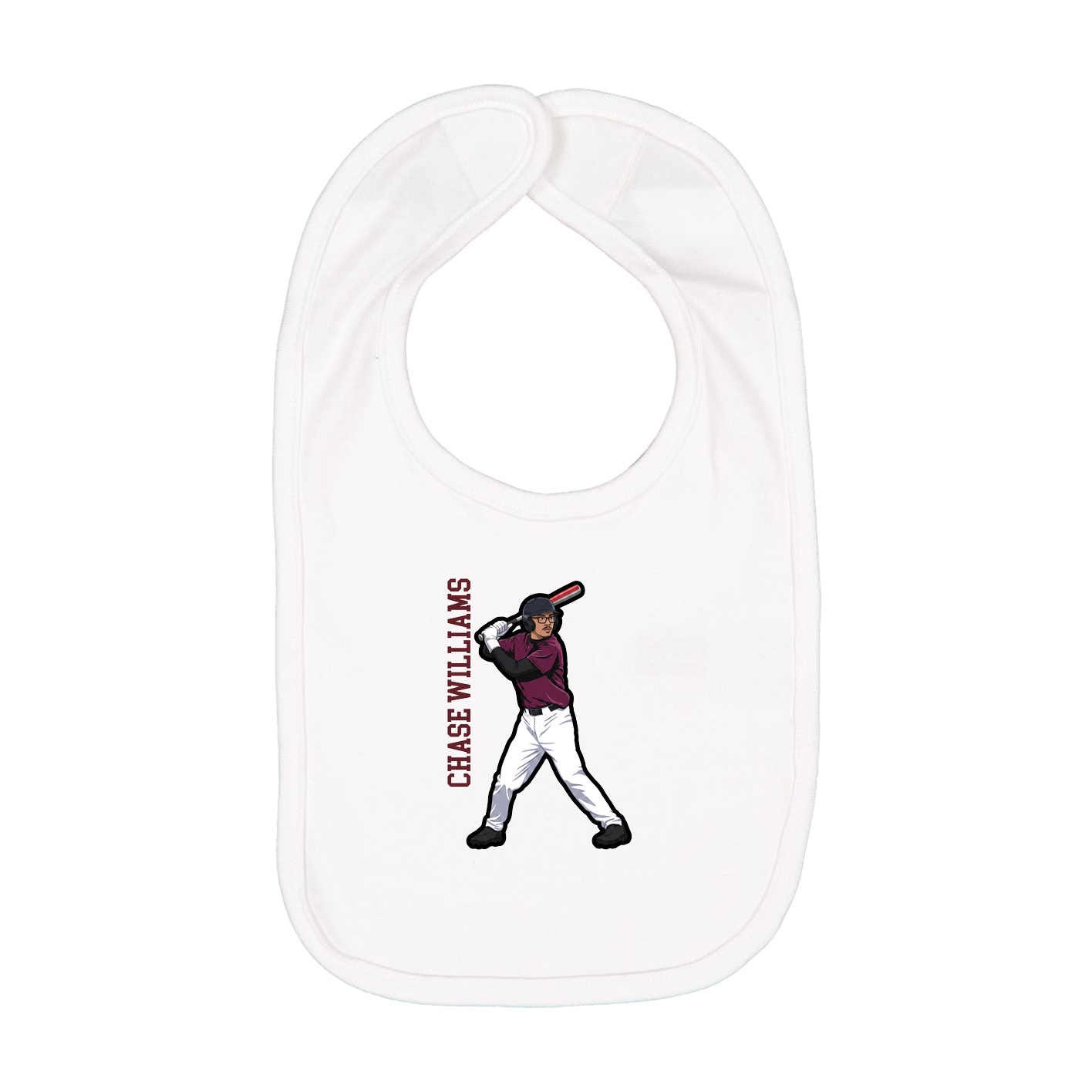 Infant Bib — Name Vertical in White