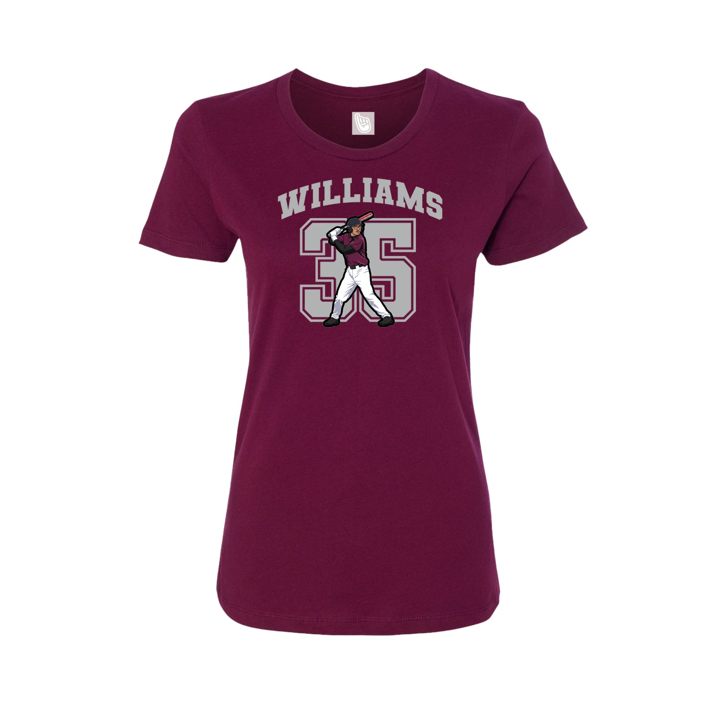 Fitted Women's Tee — Number in Maroon