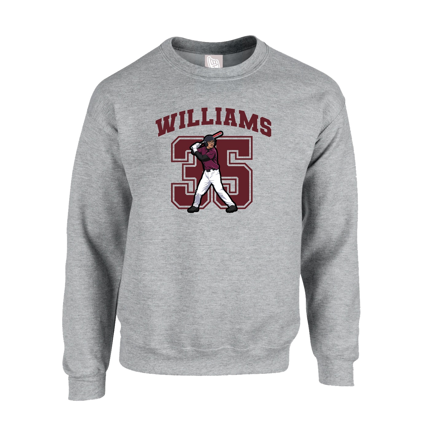 Fleece Crew — Number in Grey