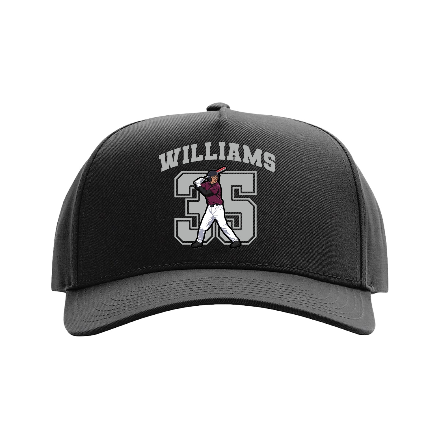 Full Fabric Five-Panel Champ Cap — Number in Black