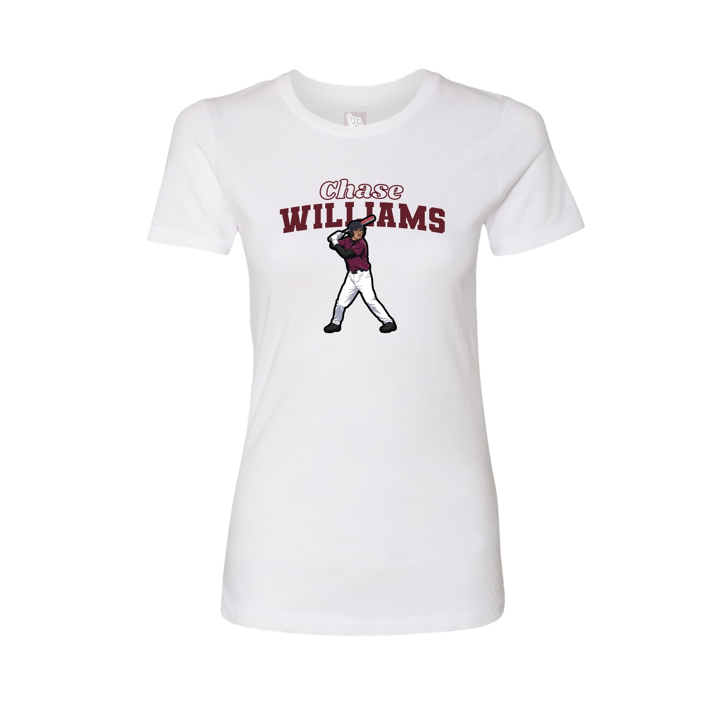 Fitted Women's Tee — Name Arch in White