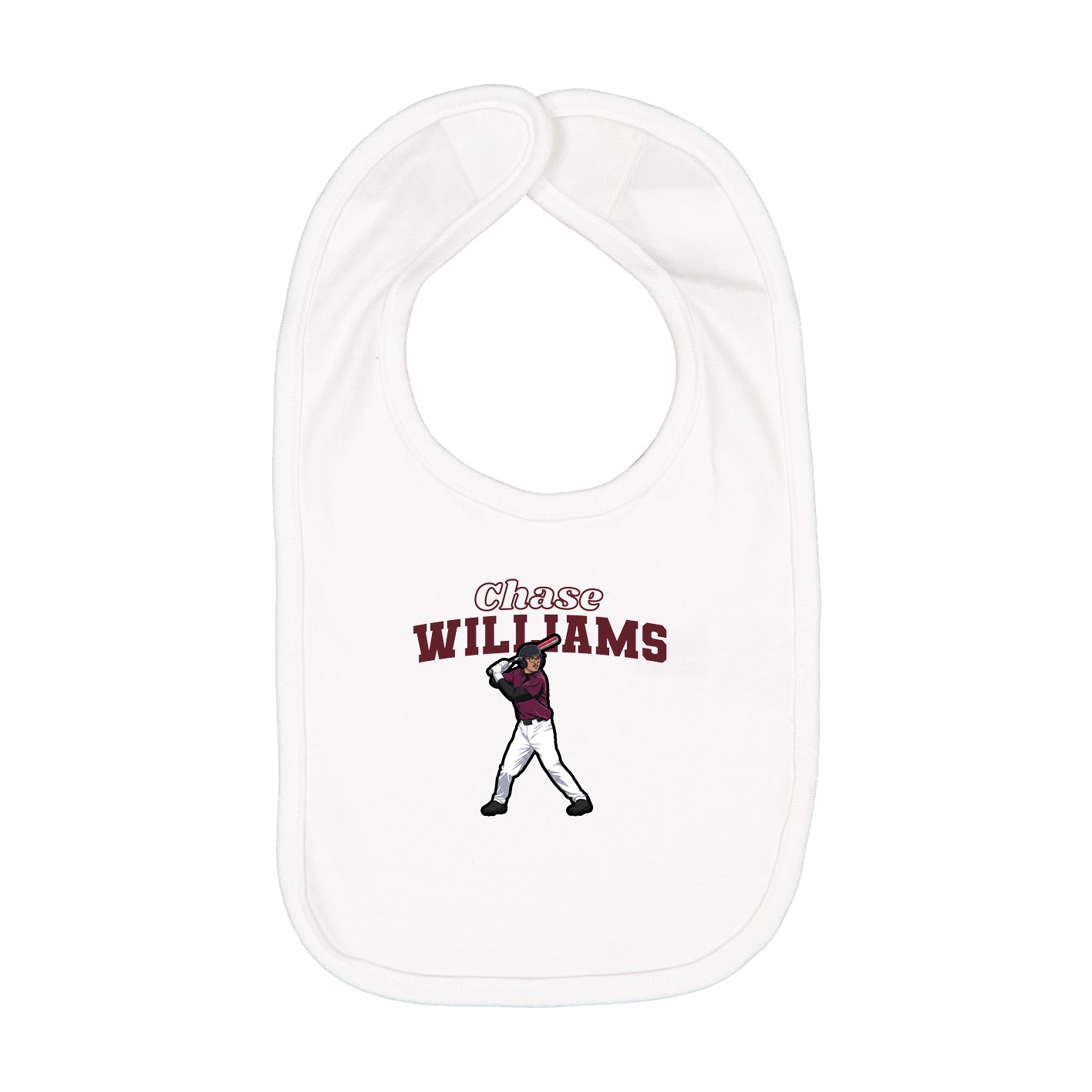Infant Bib — Name Arch in White