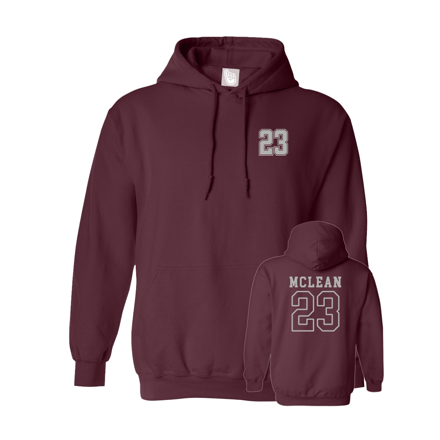Hoodie — Chest Back in Maroon