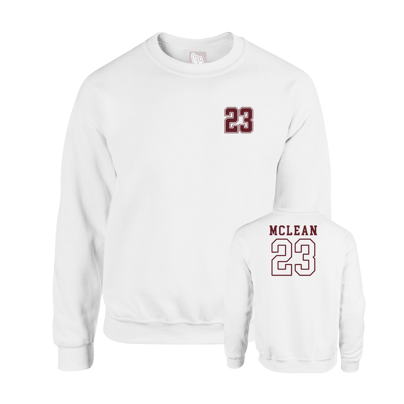 Fleece Crew — Chest Back in White