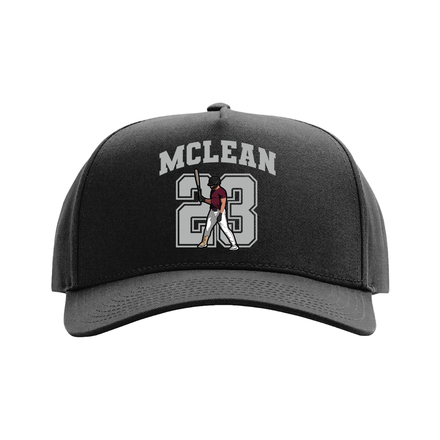 Full Fabric Five-Panel Champ Cap — Number in Black