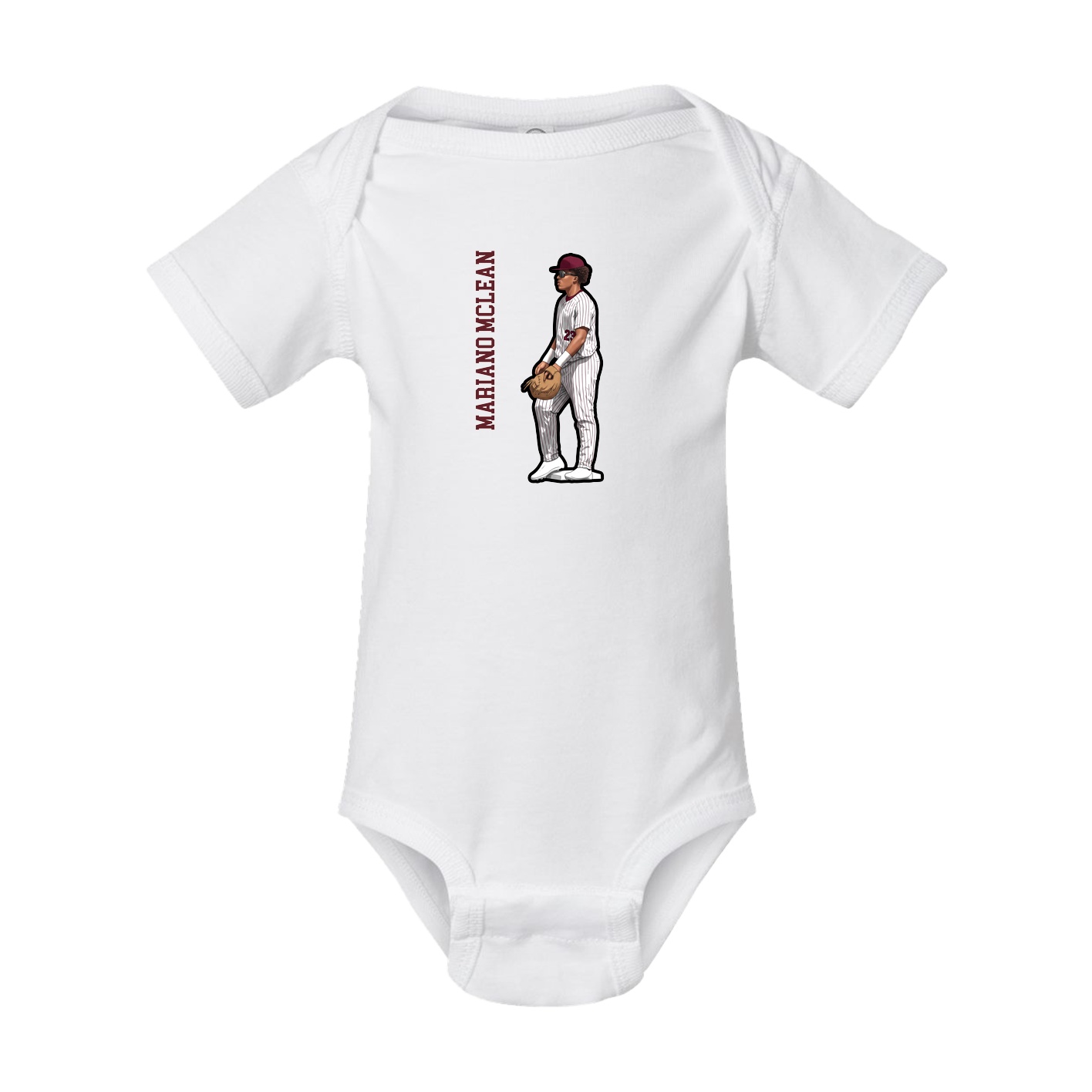 Baby Onesie — Name Vertical in White