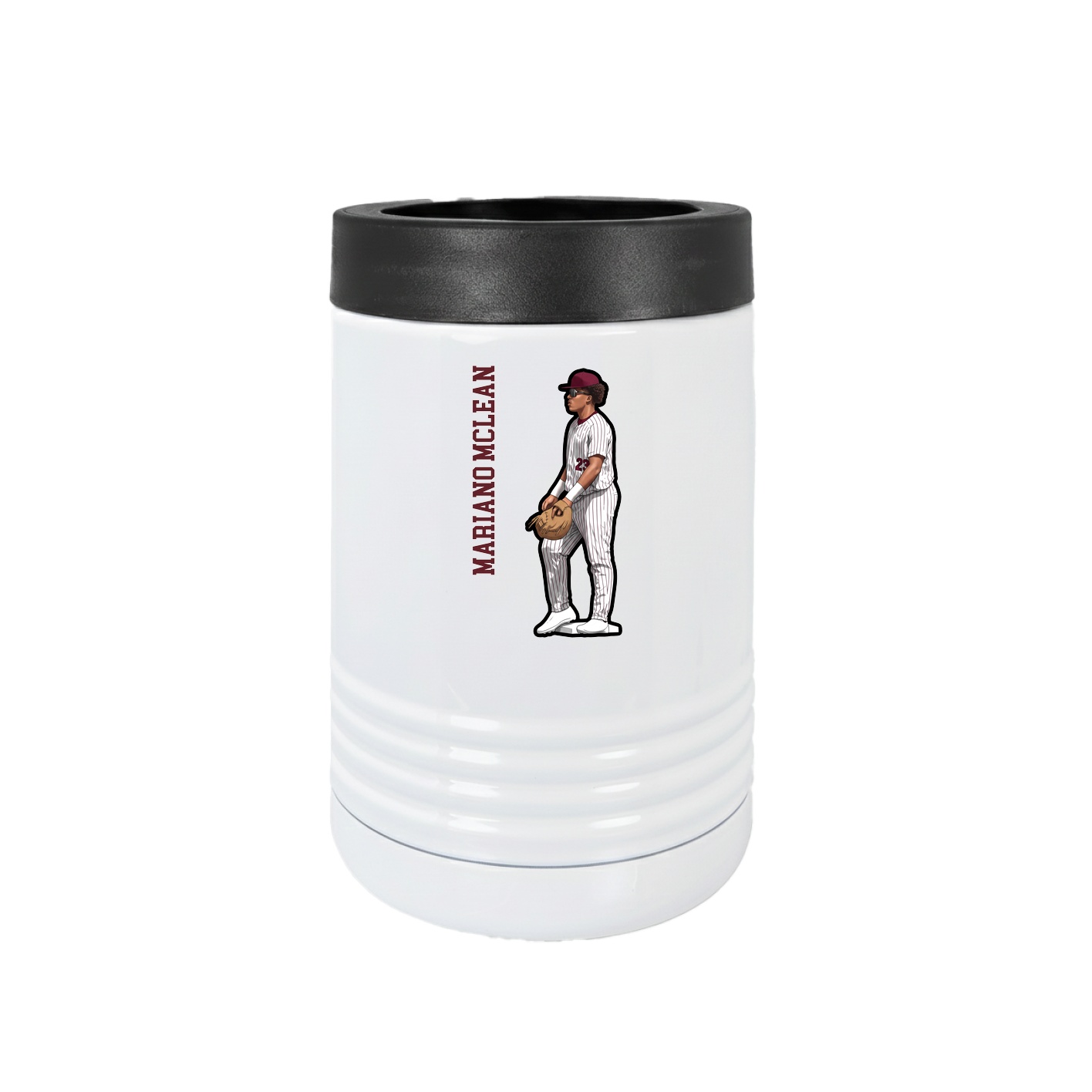 Beverage Holder — Name Vertical in White
