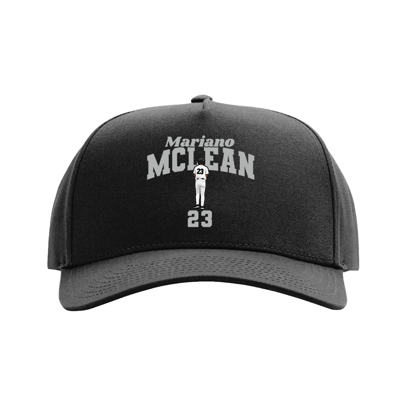 Full Fabric Five-Panel Champ Cap — Signature Arch in Black