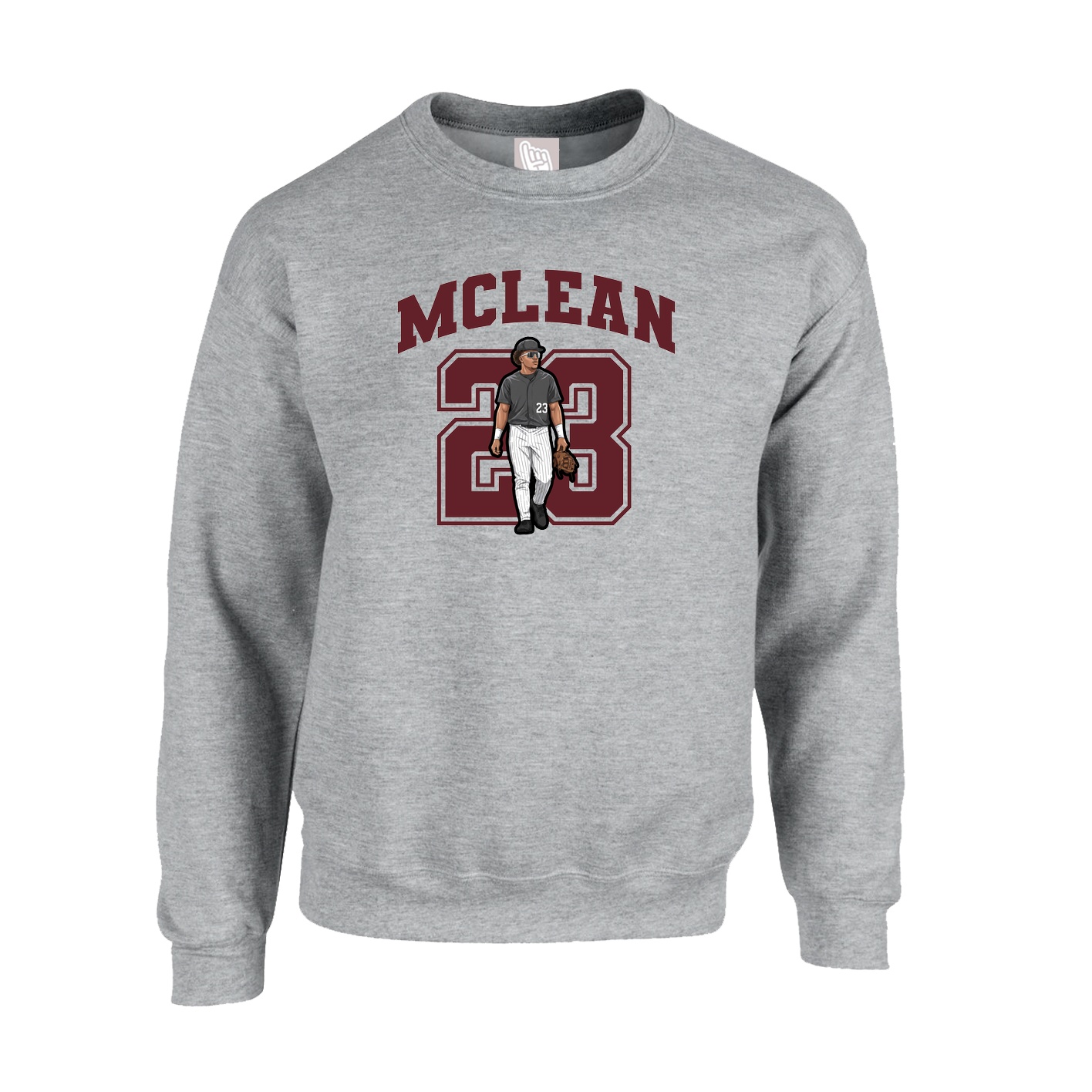 Fleece Crew — Number in Grey